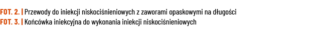 FOT  2    Przewody do iniekcji niskociśnieniowych z zaworami opaskowymi na długości FOT  3    Końcówka iniekcyjna do    