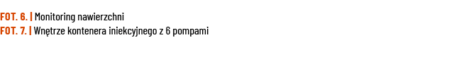 FOT  6    Monitoring nawierzchni FOT  7    Wnętrze kontenera iniekcyjnego z 6 pompami