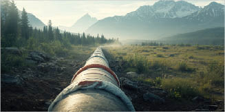 Large diameter pipe lengths protected against contamination prior to installation on the Trans Mountain project connecting Edmonton, Alberta to Burnaby, British Columbia